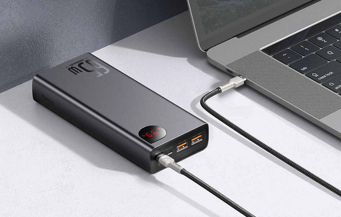 Prijenosni punjač powerbank BASEUS 20.000mAh 65W, punjenje laptopa