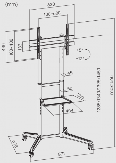 Podni pokretni nosač za TV SA 37" - 70" 50kg SUPERIOR SUPSTV022