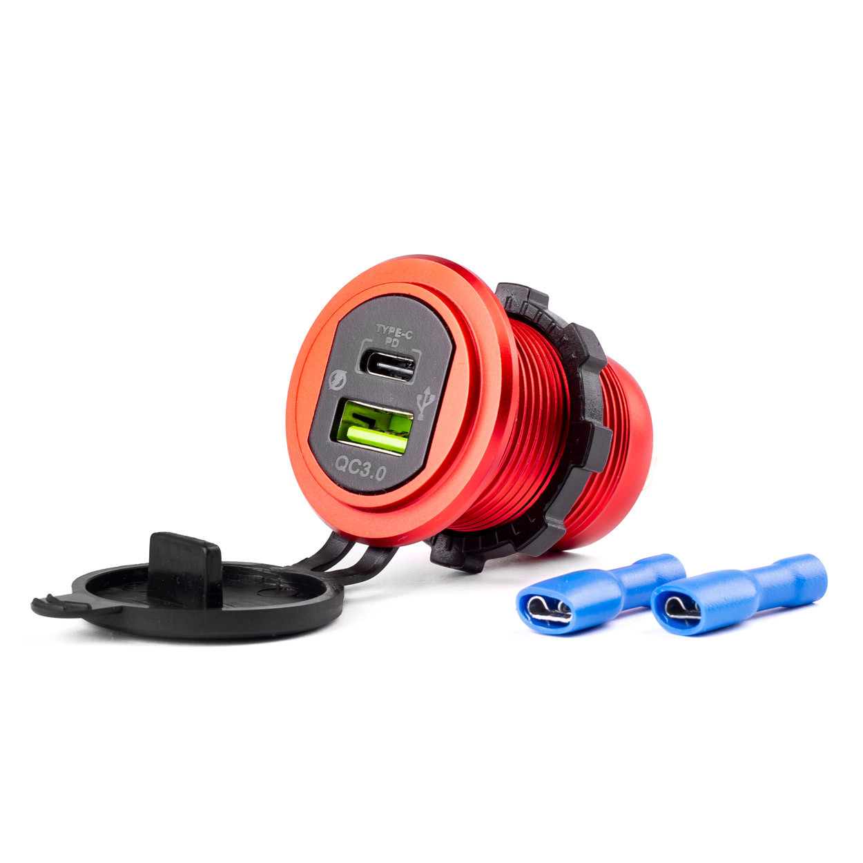 Ugradbeni auto punjač sa 1xUSB 1xUSB-C 12-24V AMIO