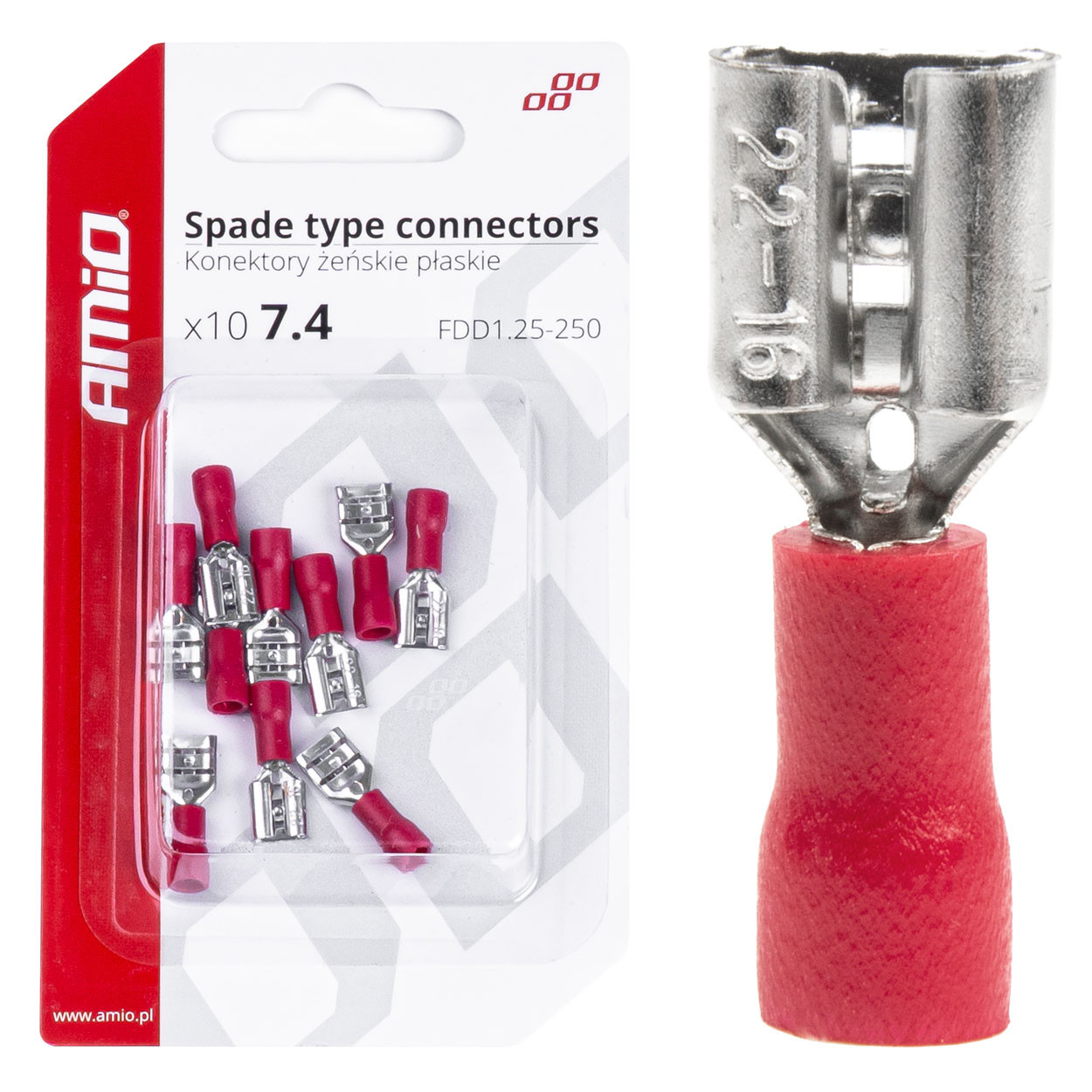 Završna ravna stopica 7.4mm AMIO crvena SET 10/1