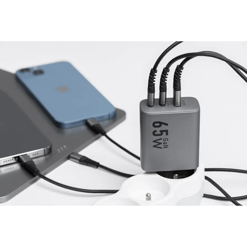 Punjač FORCELL VT-42B 2xUSB-C 1xUSB-A 65W