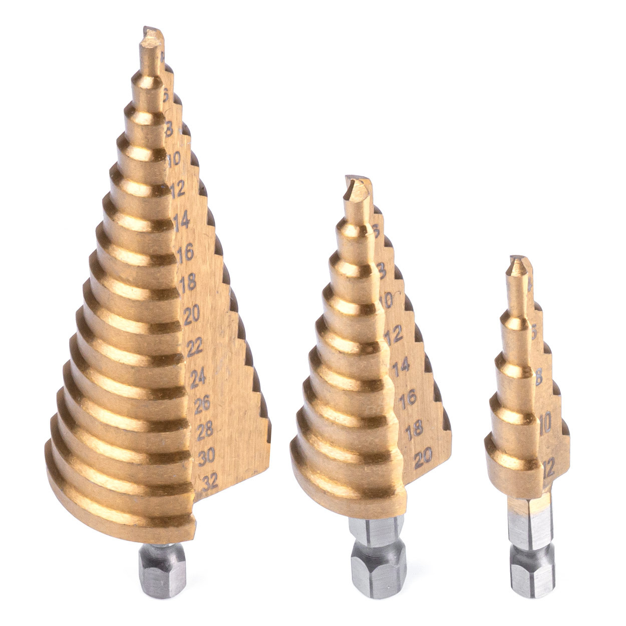 Set stepenastih borera za metal 4-32mm 3 komada