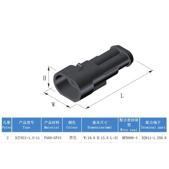 Konektor DJ7021-1.5-21 sa utičnicom DJ7021-1.5-11  2PIN