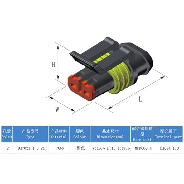 Konektor DJ7021-1.5-21 sa utičnicom DJ7021-1.5-11  2PIN