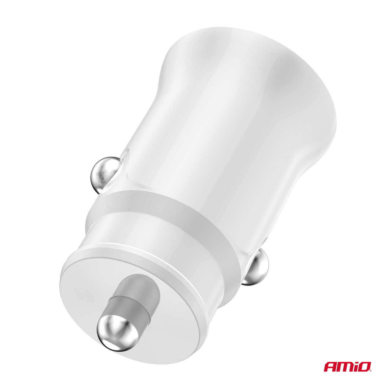 Auto punjač USB-A USB-C 20W AMIO bijeli