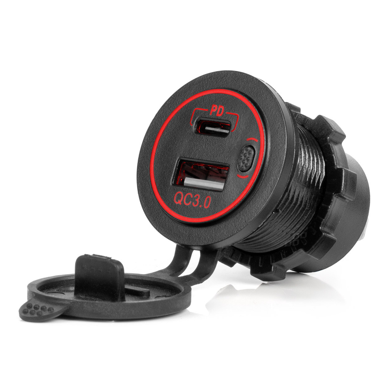 Vodootporni punjač sa prekidačem 1xUSB-C 1xUSB-A AMIO