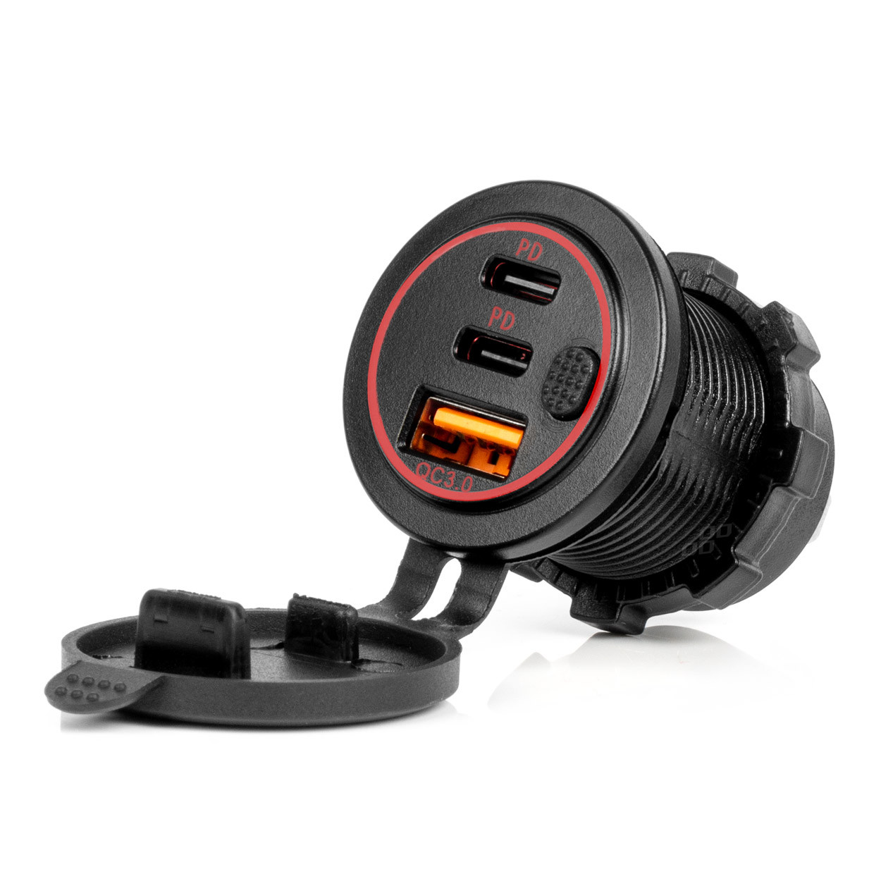 Vodootporni punjač sa prekidačem 2xUSB-C 1xUSB-A AMIO