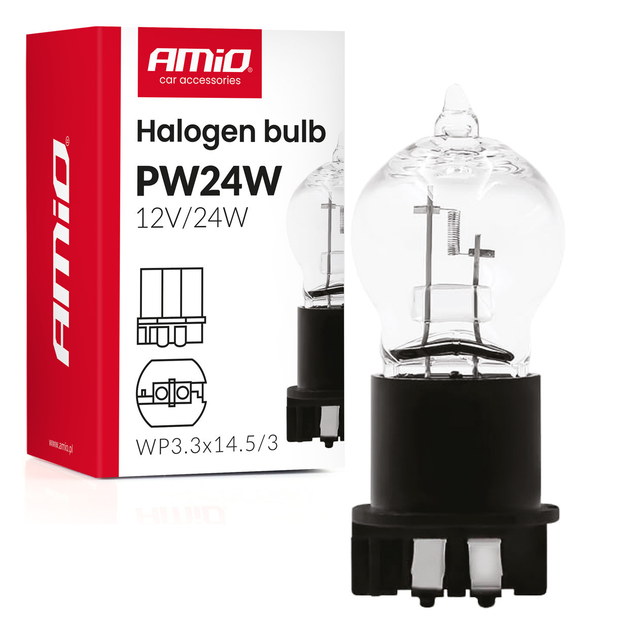 Auto sijalica halogena PWY24W AMIO bijela