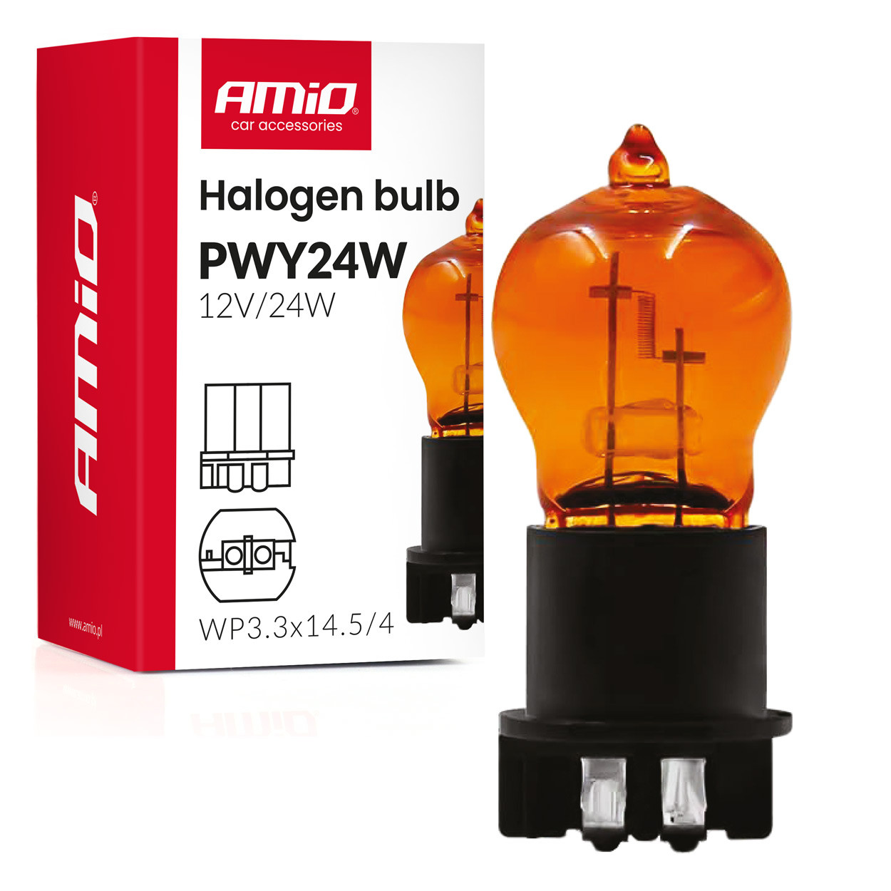 Auto sijalica halogena PWY24W Amber AMIO