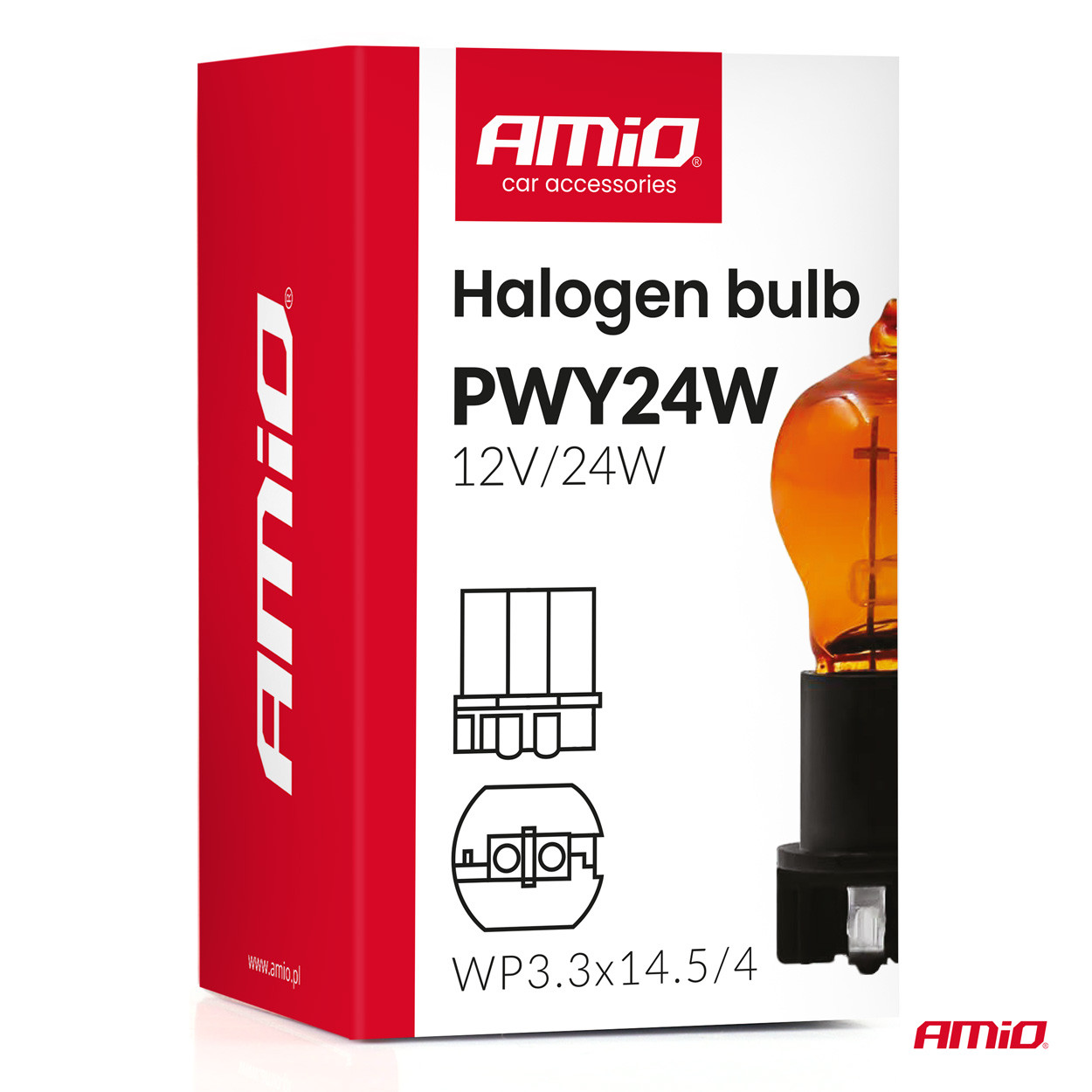 Auto sijalica halogena PWY24W Amber AMIO