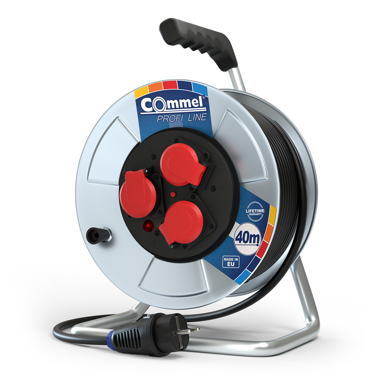 Produžni kabal motalica COMMEL 40m crni