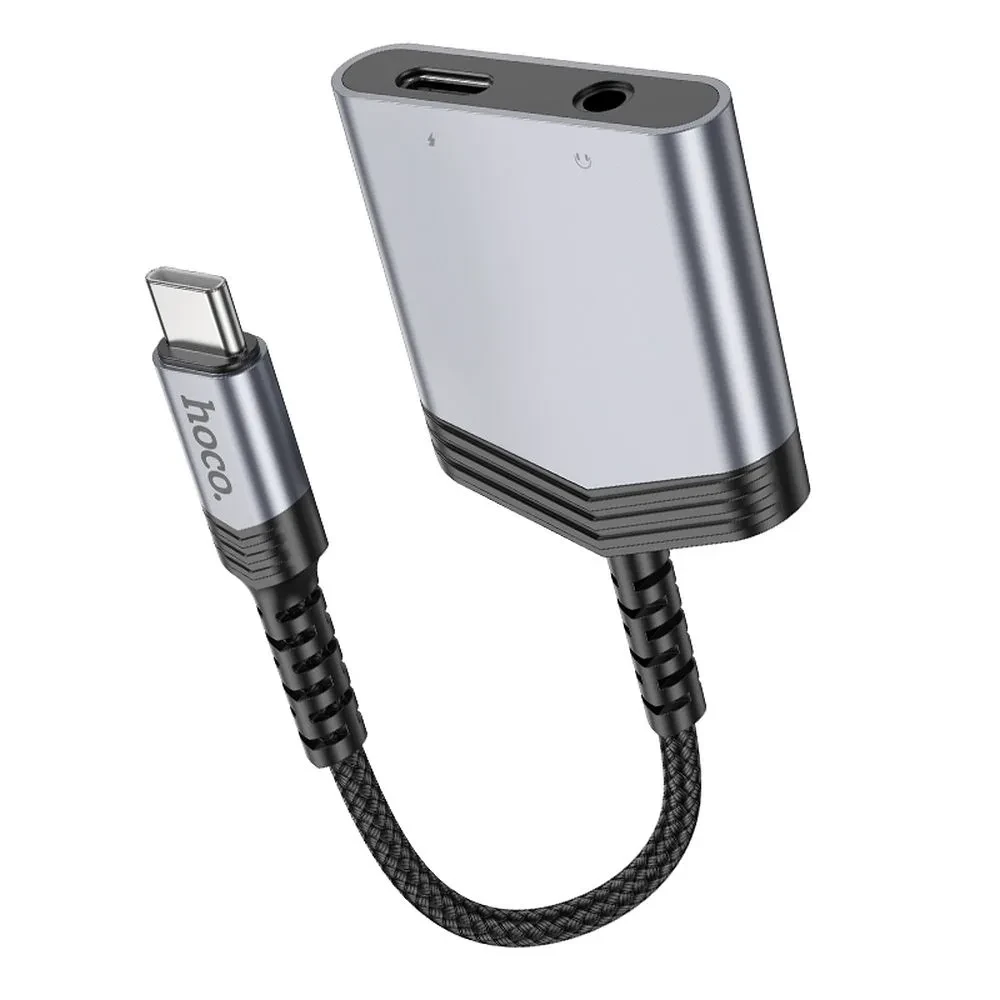 ADAPTER HOCO AUX 2/1 USB-C 3.5MM 27W LS39 METALNO SIVI