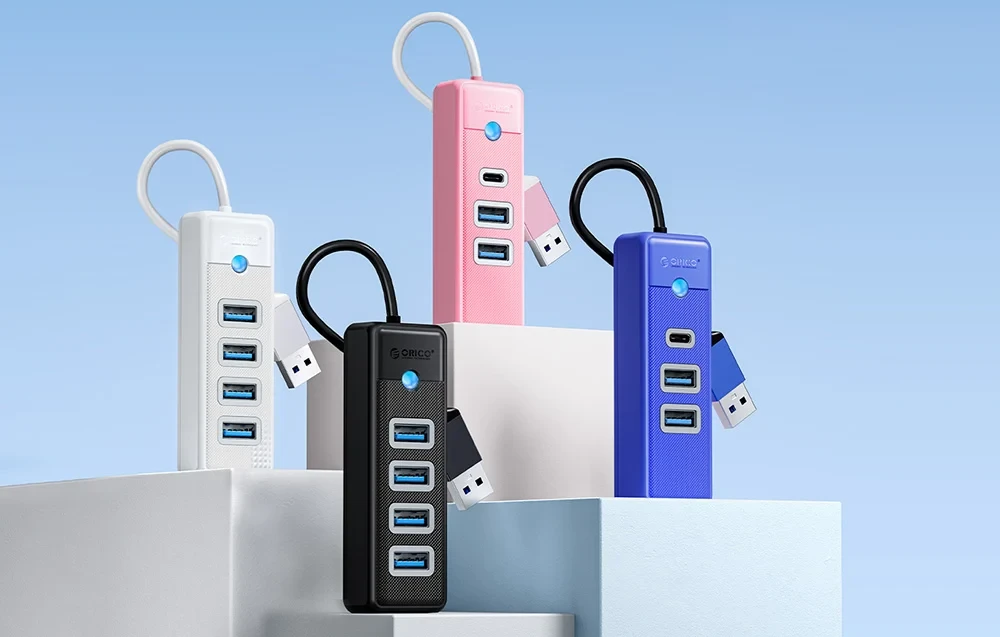USB-A HUB ORICO 15cm 4u1,komada, bijeli, rozi, crni, plavi