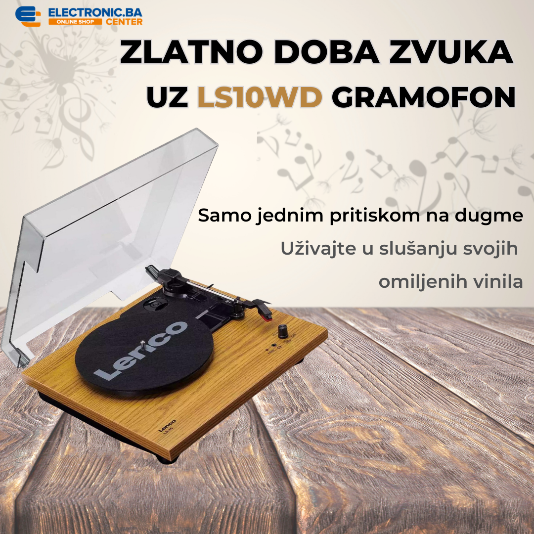 Drveni retro gramofon sa ugrađenim zvučnicima LENCO LS-10WD