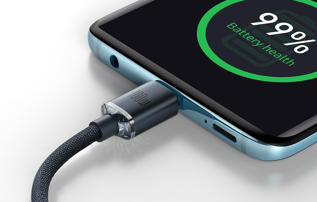 Kabal USB-C na USB-C BASEUS 100W 2m crna  omogućava brzo punjenje vašeg telefona
