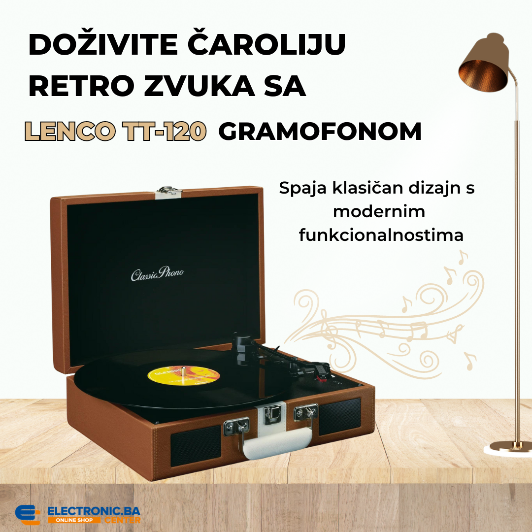 Retro gramofon LENCO TT-120 sa zvučnicima i baterijom