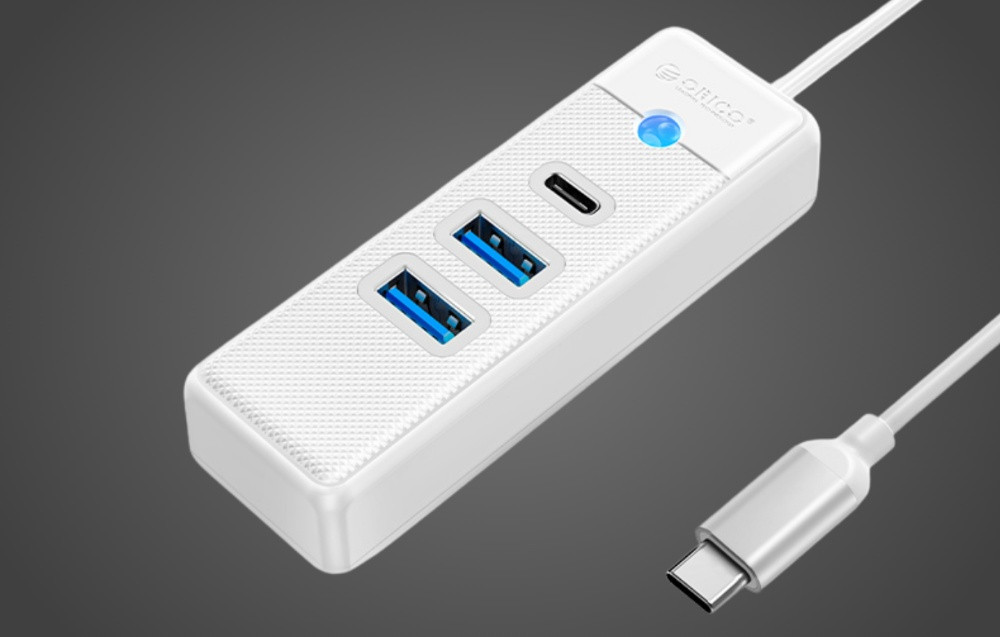 OTG USB-C HUB ORICO PWC2U 3u1 15cm bijeli omogućava prijenos podataka od 5GBps