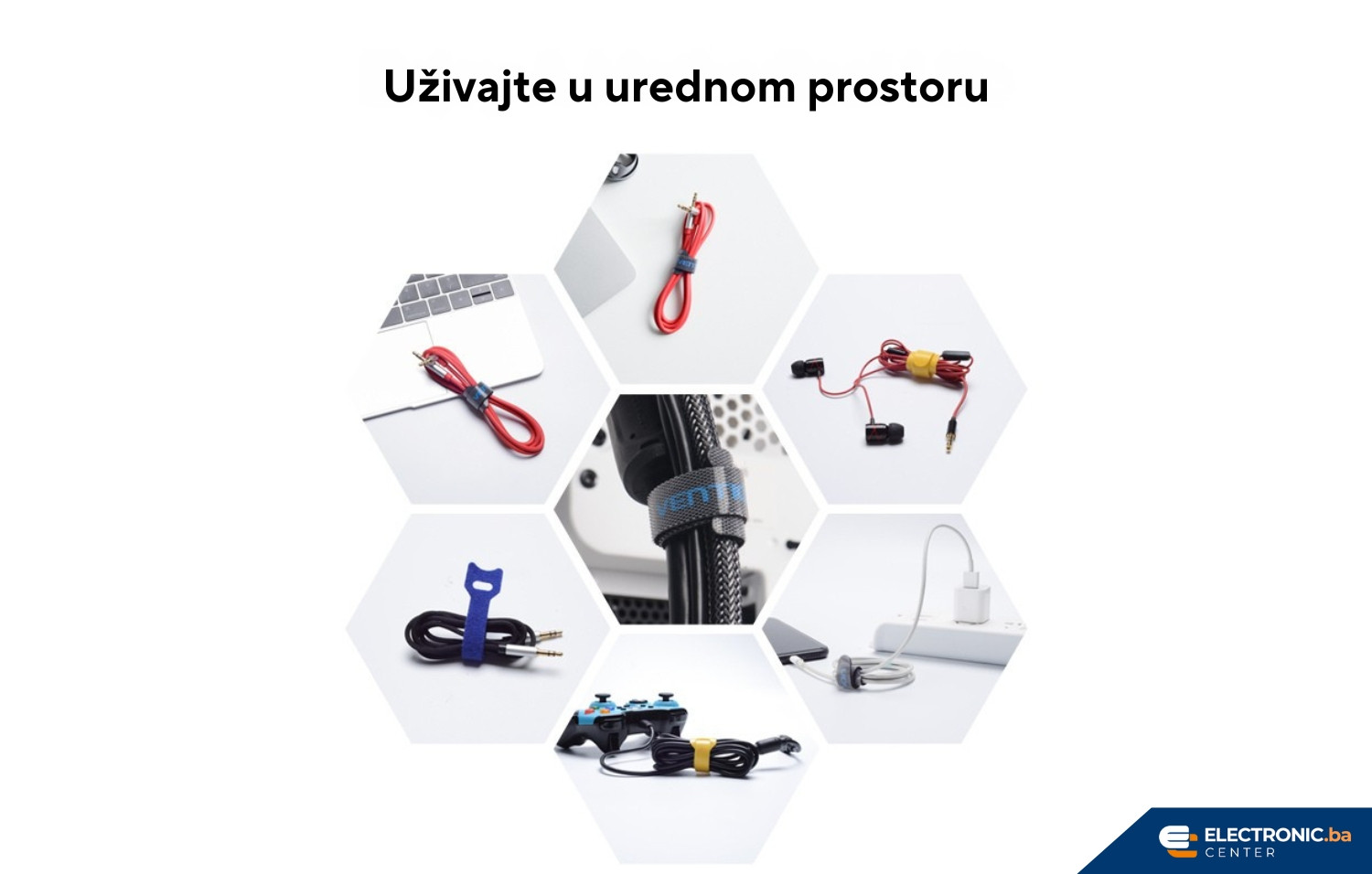 Organizator kablova čičak traka 6 boja 150x20mm VENTION