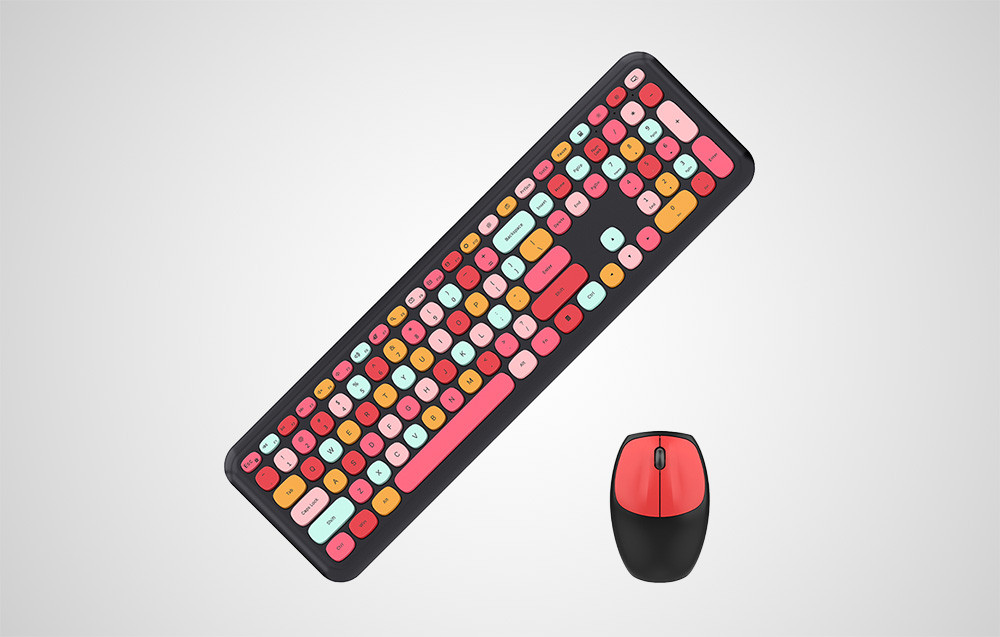 Retro set bežična tastatura i miš MOFII 666 crno crvena