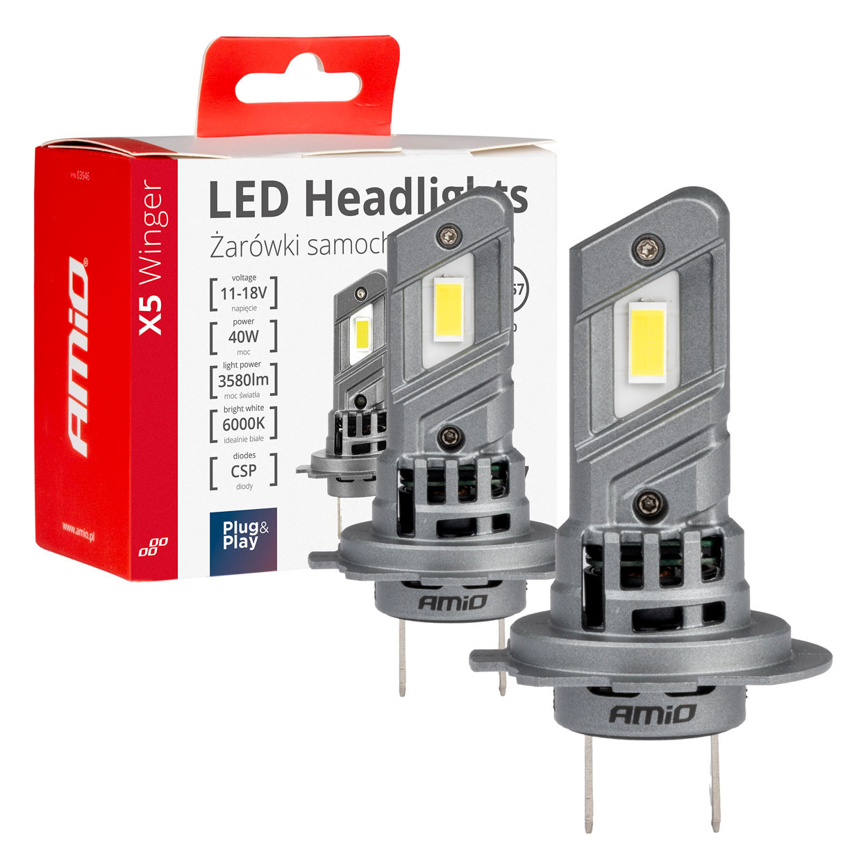 Auto sijalica X5 H7 LED 6000K AMIO