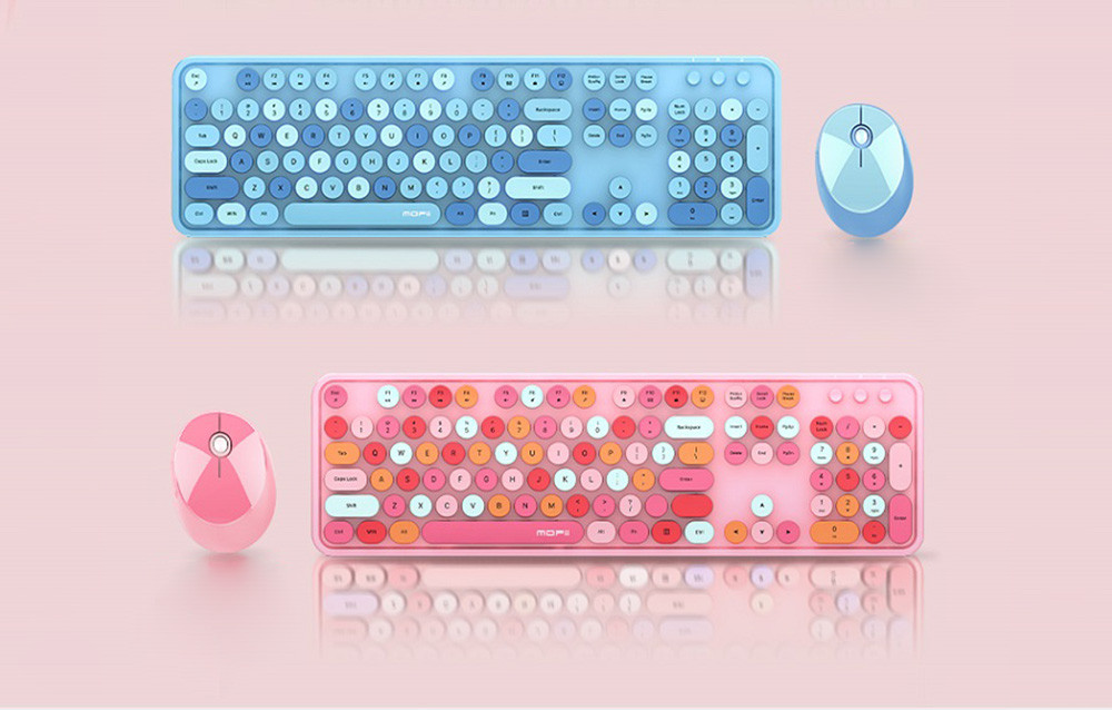 Retro set bežična tastatura i miš MOFII Sweet roza