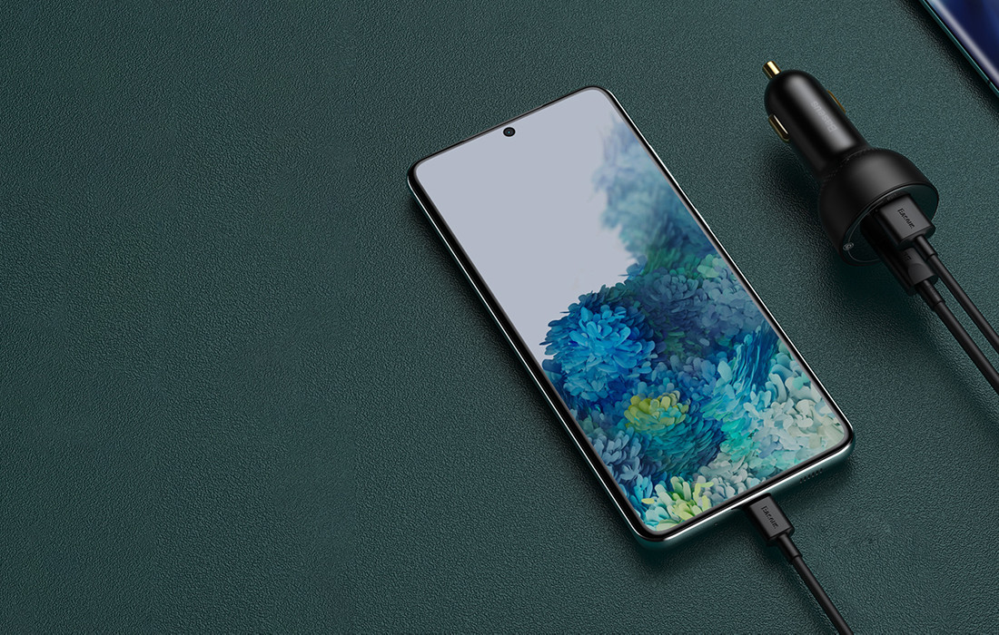 Auto punjač sa displejom i USB-C kablom 100W BASEUS Supreme