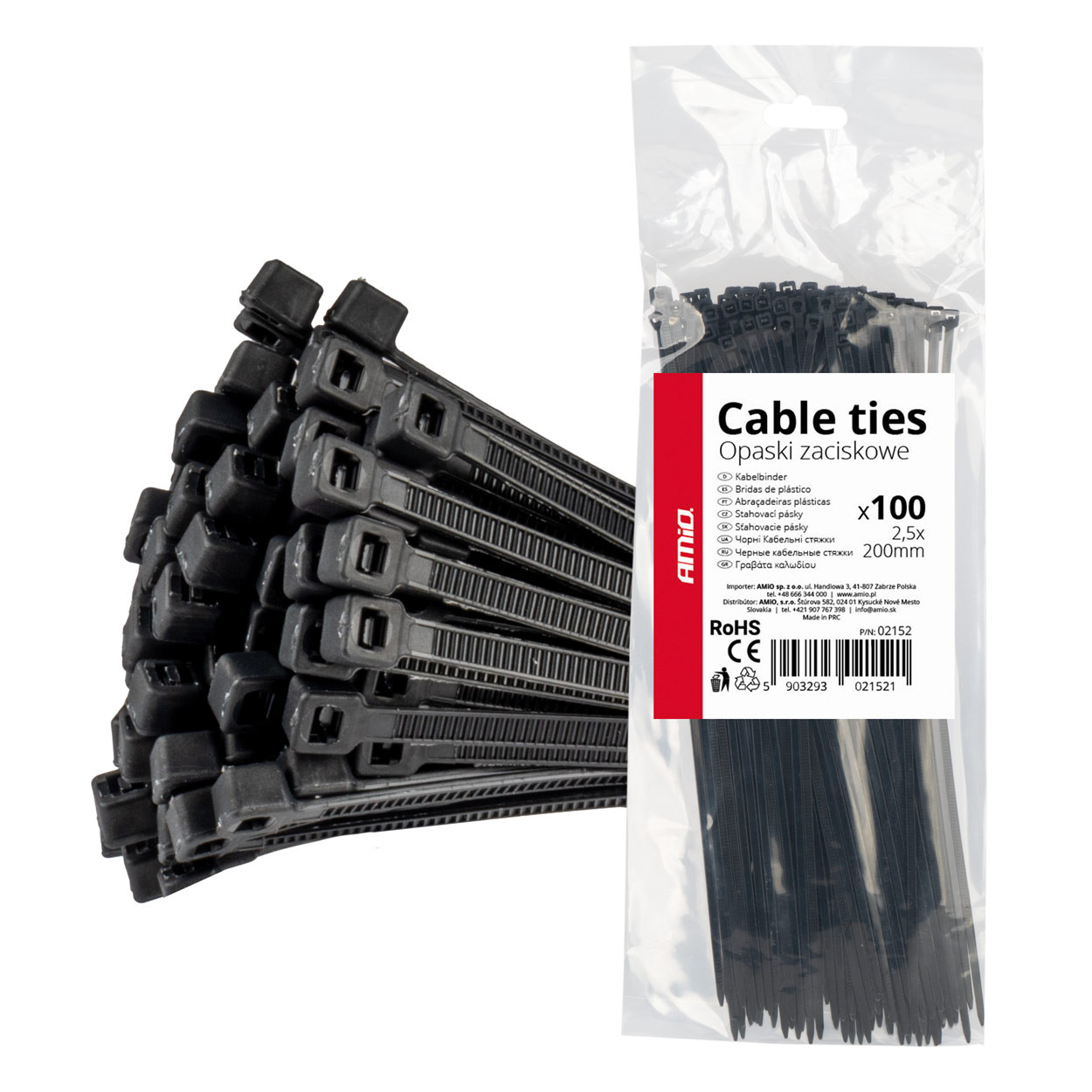 Vezica za kabal 200x2.5mm SET 100/1 AMIO