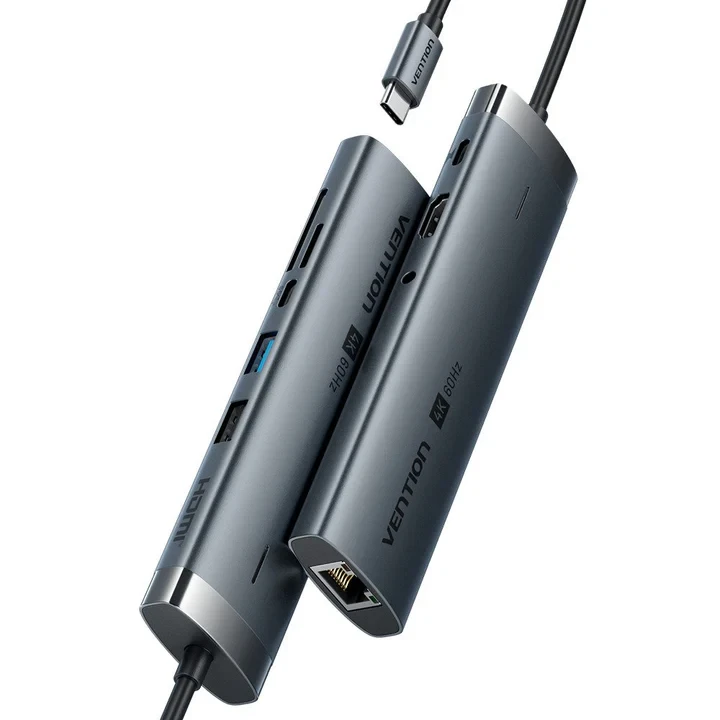 Multiport VENTION 9u1 USB-A HDMI RJ45 MicroSD AUX USB-C HUB