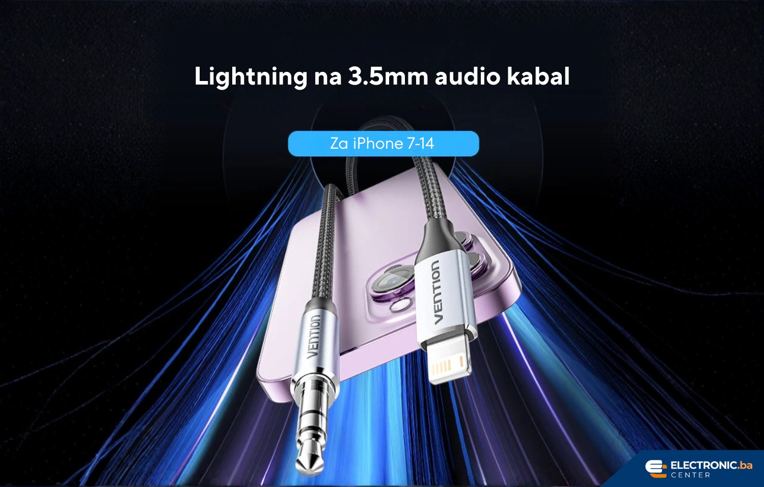Kabal Lighting na 3.5mm VENTION 1m crni