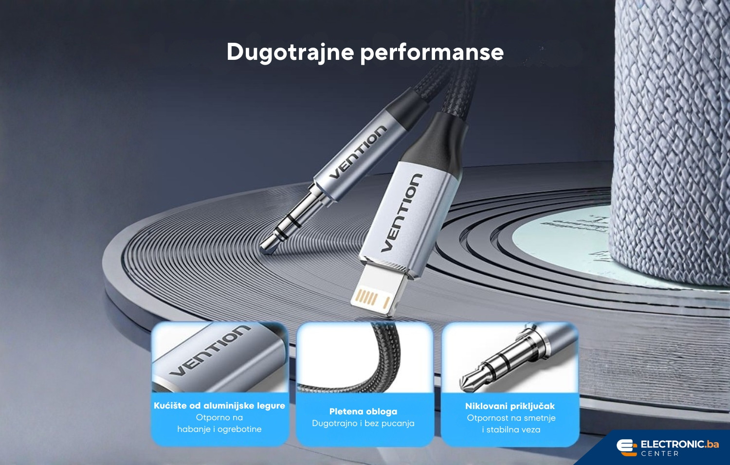 Kabal Lighting na 3.5mm VENTION 1m crni