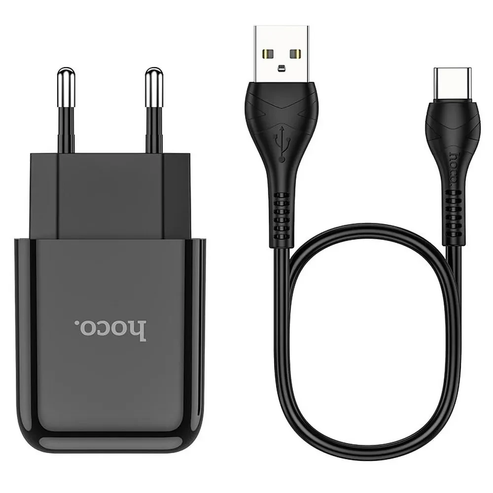 Punjač i kabal USB-A na USB-C HOCO N2 crni