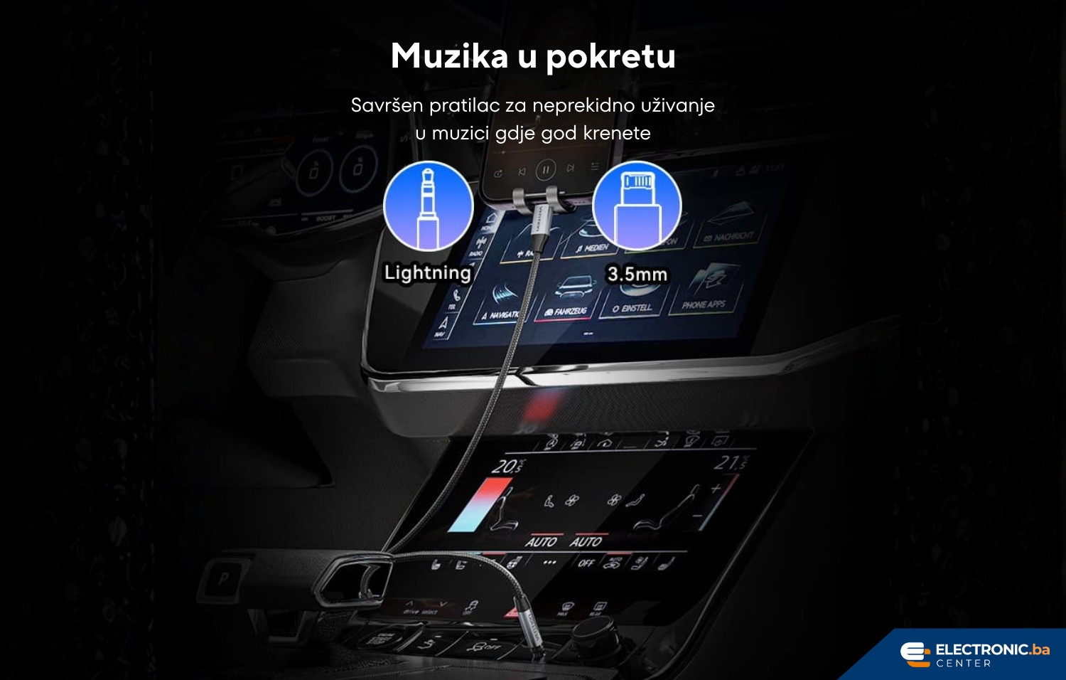 Kabal Lighting na 3.5mm VENTION 1m crni