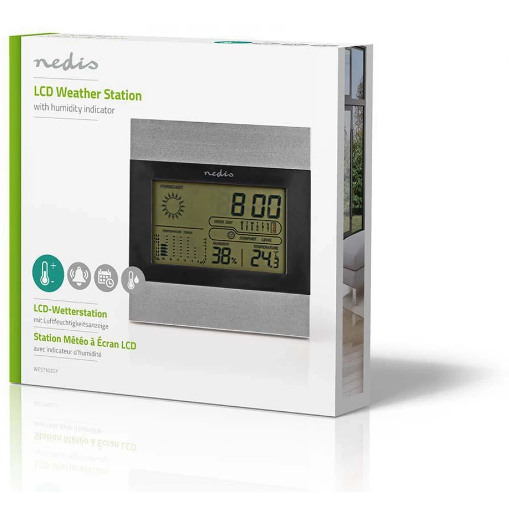 Vremenska stanica i termometar sa alarmom i satom NEDIS