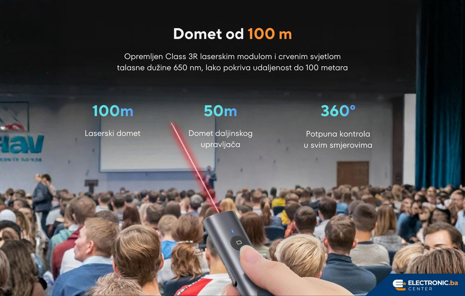 Bežični laserski prezenter pointer VENTION KQIH0 sivi