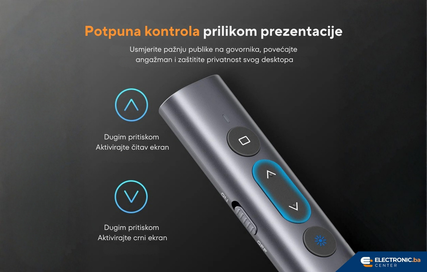 Bežični laserski prezenter pointer VENTION KQIH0 sivi