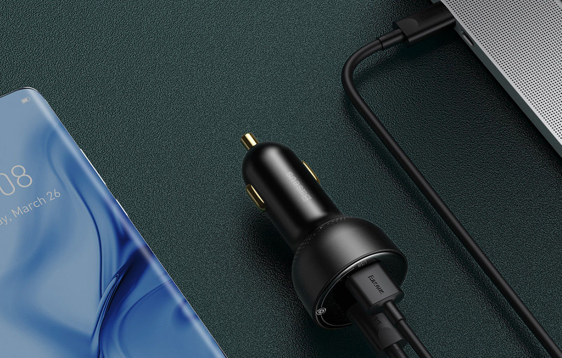 Auto punjač sa displejom i USB-C kablom 100W BASEUS Supreme
