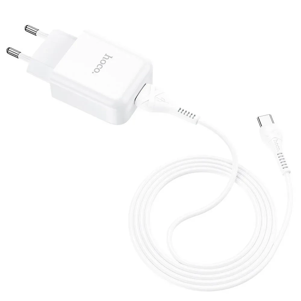 Punjač 10W sa USB-A  na USB-C  kablom 1m HOCO N2 bijeli
