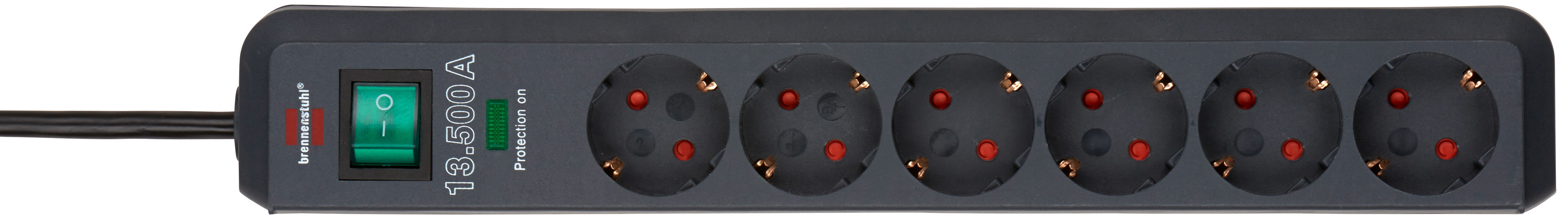 Produžni kabal sa  6 utičnica i prenaponskom zaštitom BRENNENSTUHL  Eco-Line 5m antracit