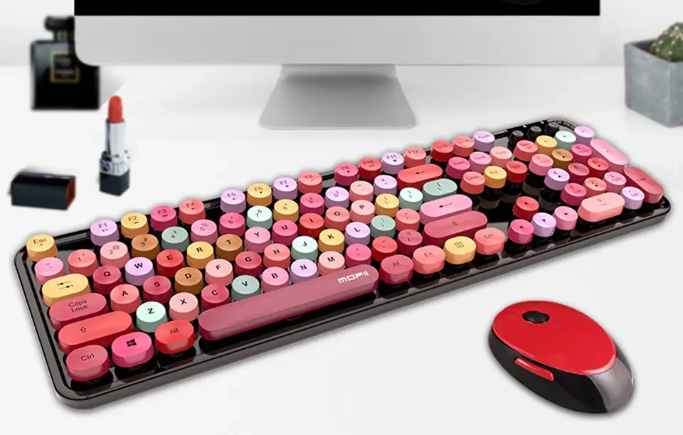 Retro set bežična tastatura i miš MOFII Sweet crno crvena