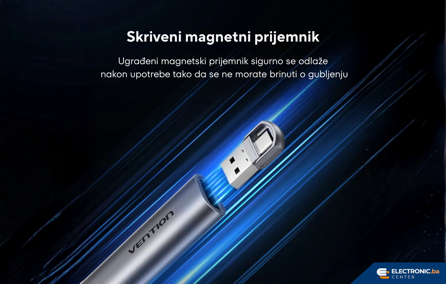 Bežični laserski prezenter pointer VENTION KQIH0 sivi