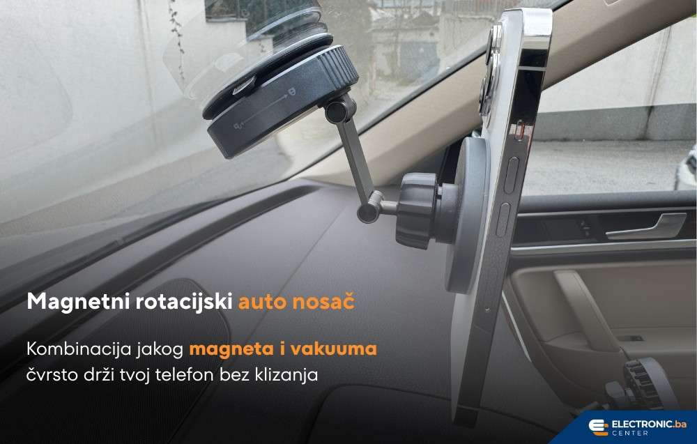 Magnetni rotacijski auto nosač sa MagSafe punjenjem za telefon i RGB svijetlom K5