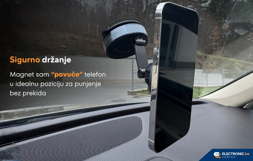 Magnetni rotacijski auto nosač sa MagSafe punjenjem za telefon i RGB svijetlom K5