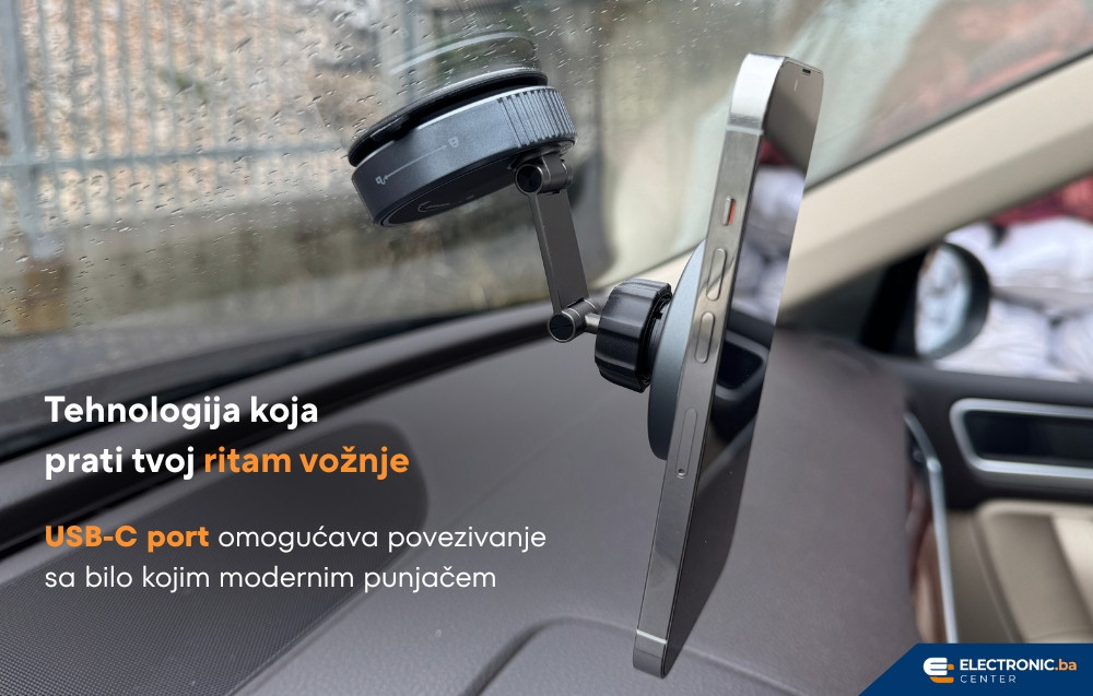 Magnetni rotacijski auto nosač sa MagSafe punjenjem za telefon i RGB svijetlom K5