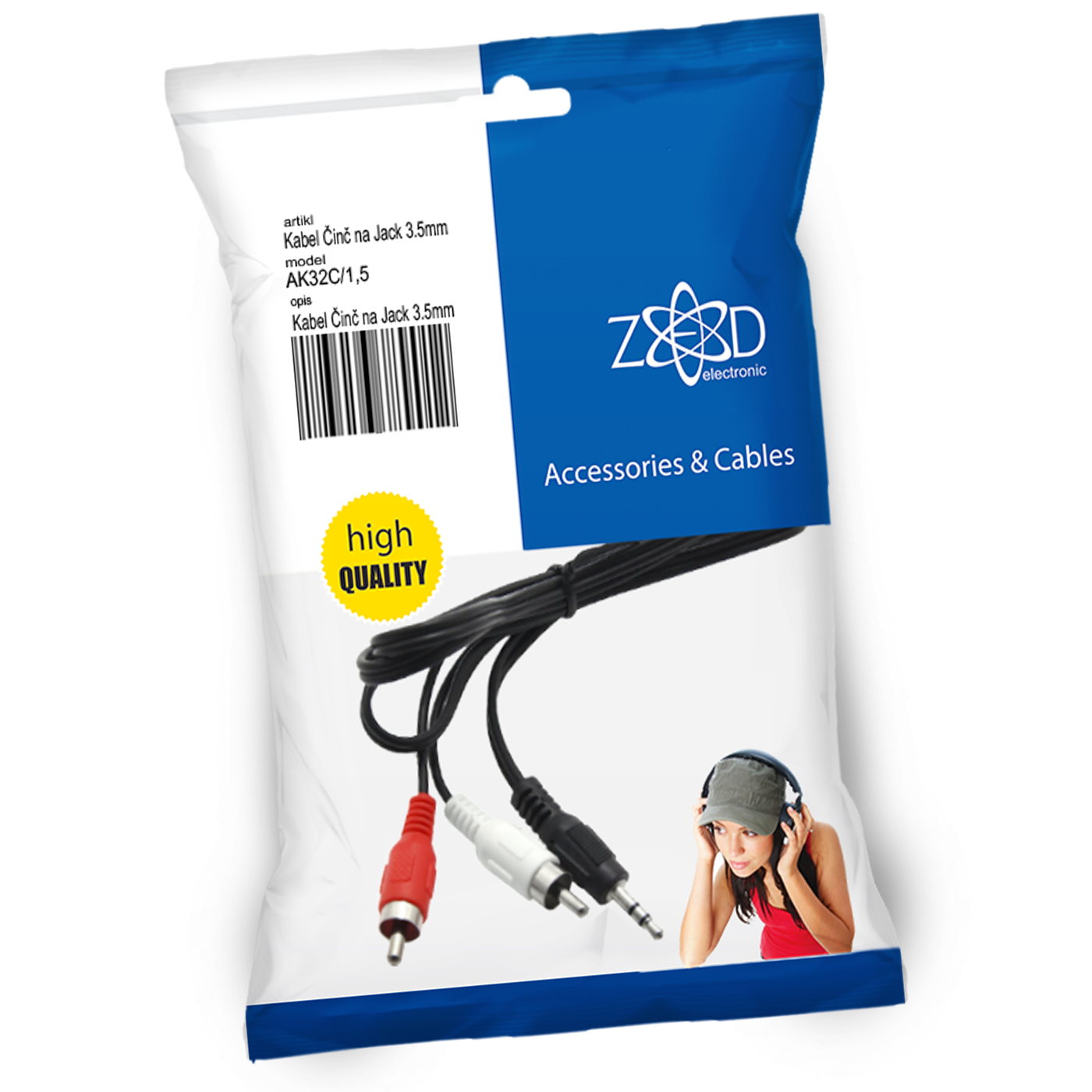 RCA kabal ZED 2xRCA na AUX 1.5m