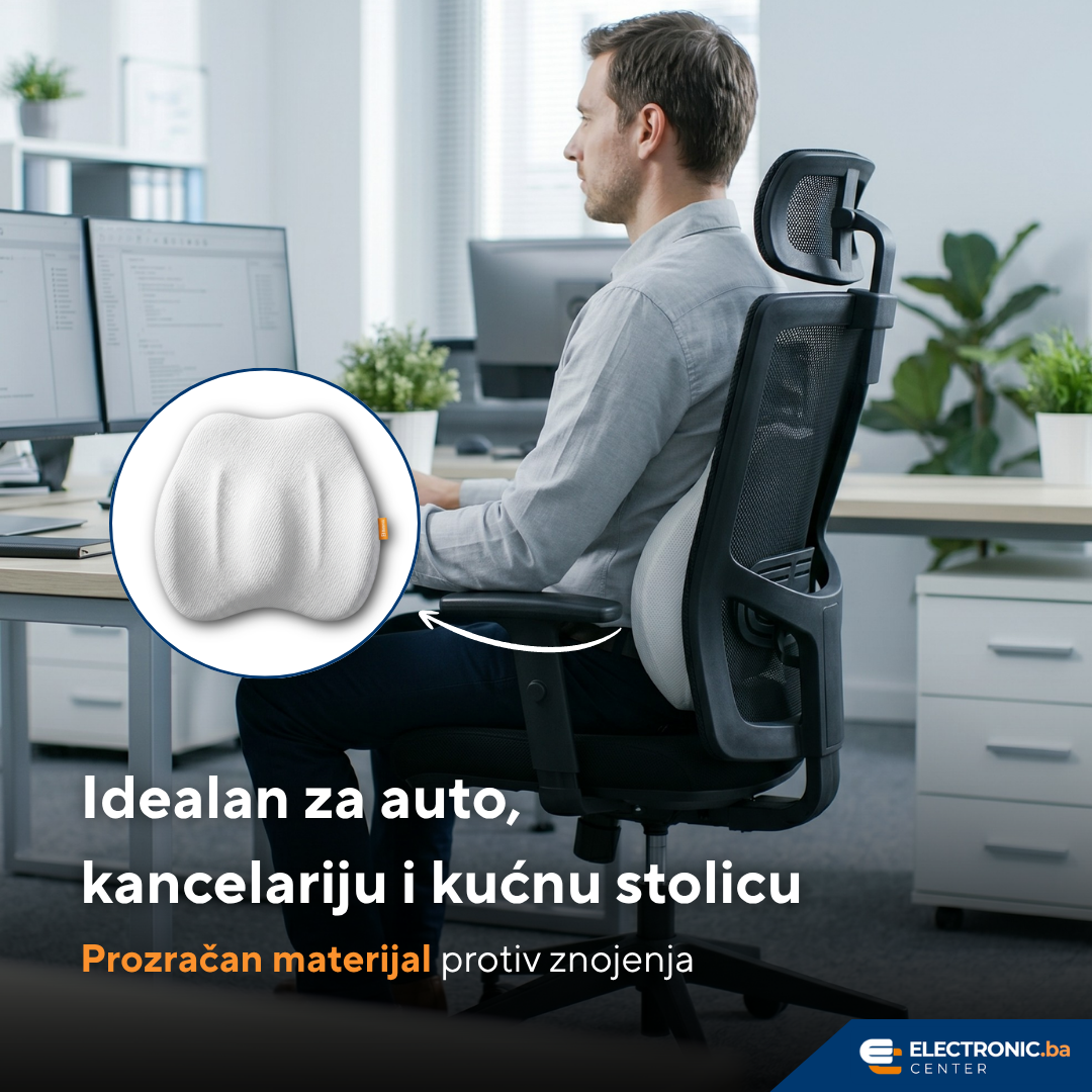 Ergonomski lumbalni jastuk za leđa BASEUS bijeli