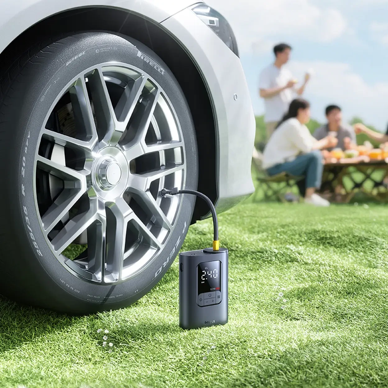 Prijenosna mini pumpa kompresor sa LED svijetlom BASEUS GoTrip VA1