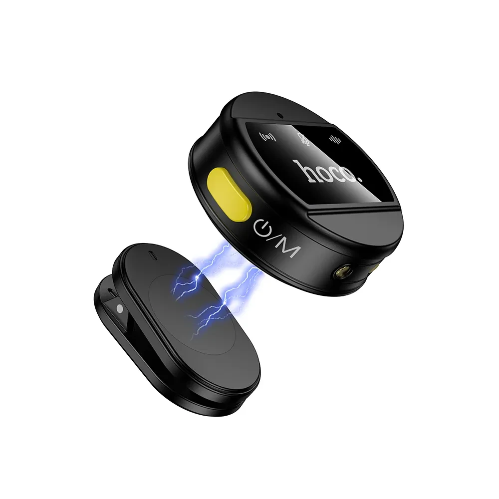 Bežični mikrofon bubica sa kućištem za Lightning i USB-C uređaje HOCO L22 crni