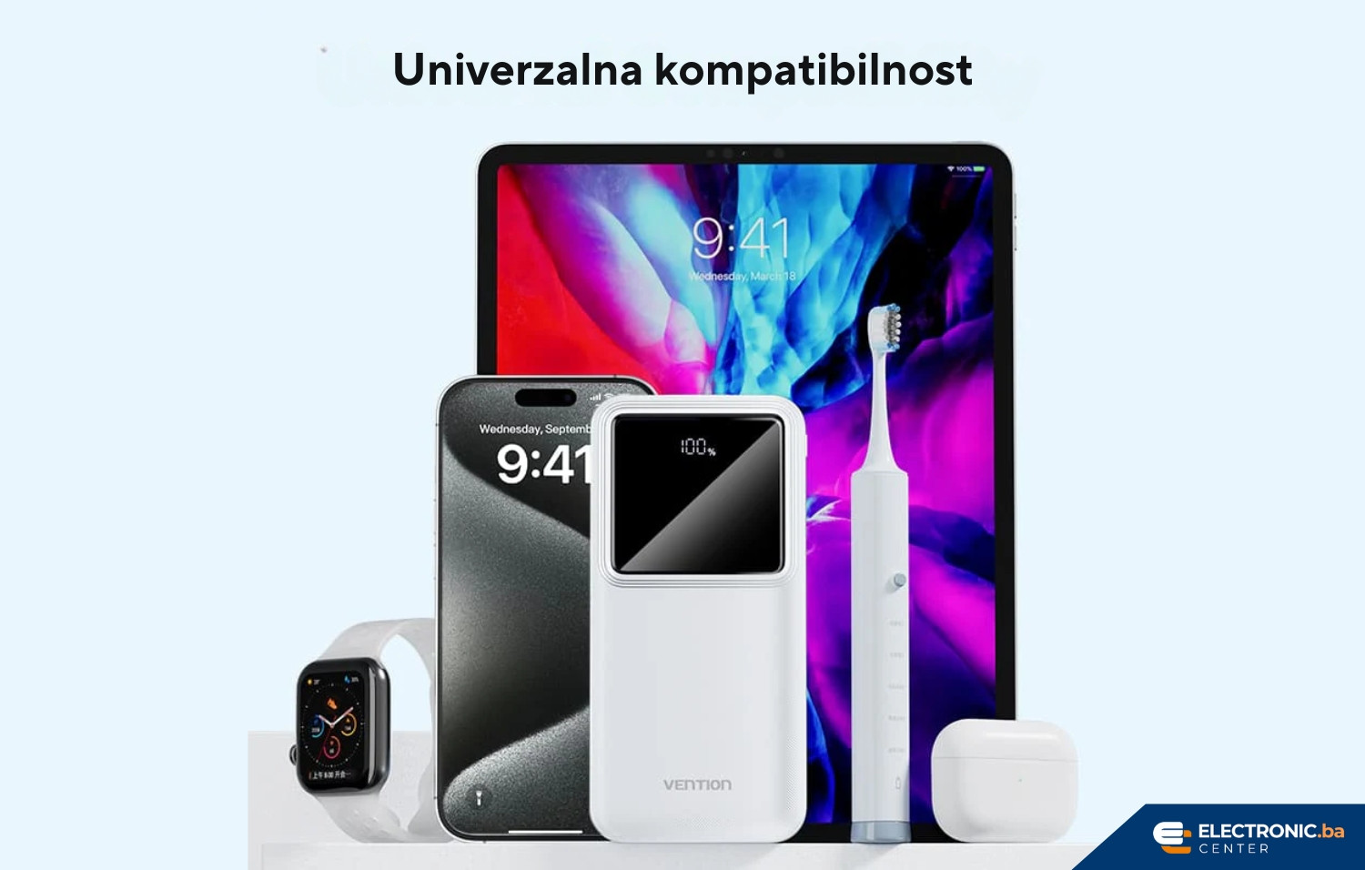 Premium prijenosni punjač powerbank sa displejom VENTION 22.5W 10000mAh bijeli