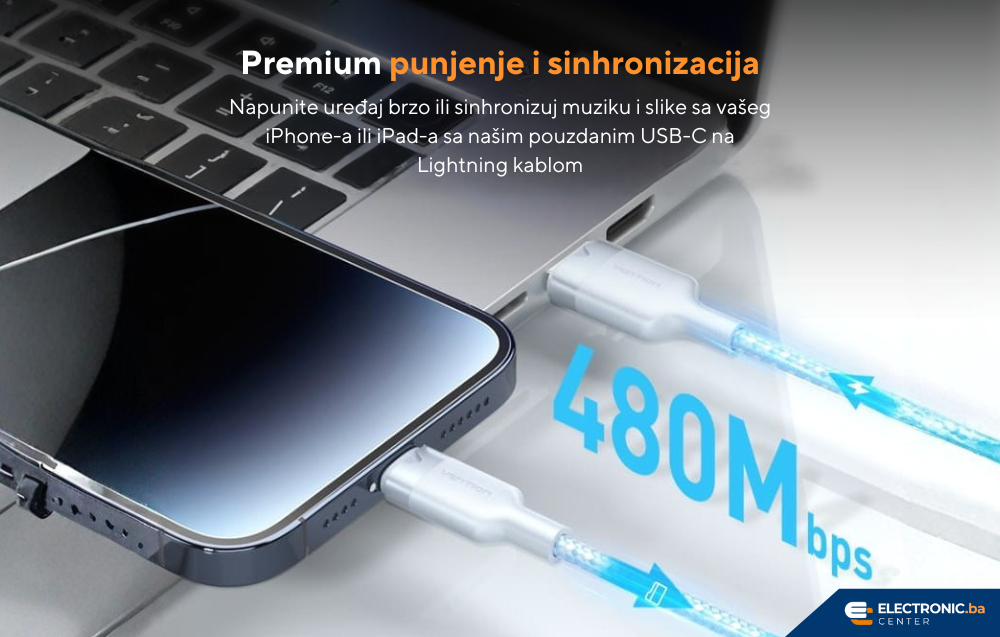 Kabal USB-A na Lightning 12W VENTION 1m bijeli