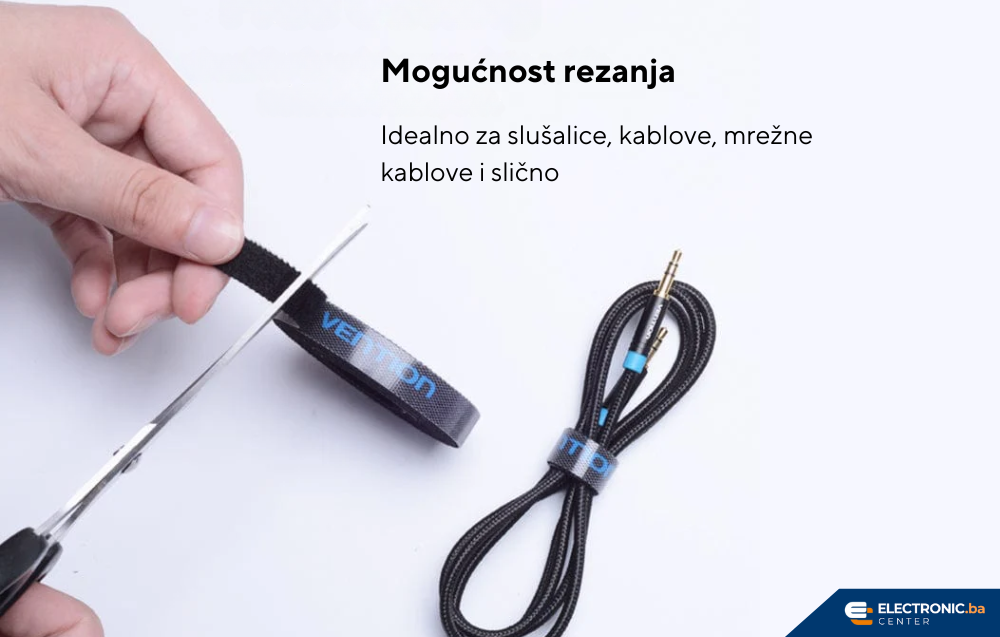 Organizator kablova čičak traka VENTION 1m crna